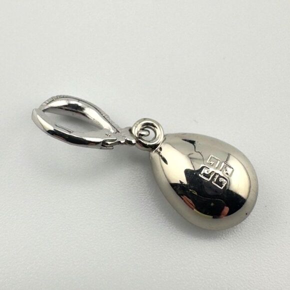 Signed Givenchy Silver tone Teardrop Earrings with Swarovski Crystals - Picture 3 of 6